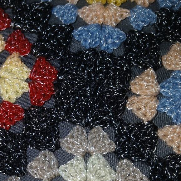 Diagonal Granny Square Multicolor Crochet Afghan Sparkly Yarn Not Bulky - Picture 3 of 6